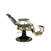 retro barber kreslo cezanne lux gold zamatova zelena