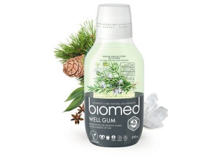 7640168931643 1 Biomed MOUTHWASH WELLGUM 250ml front+ingr