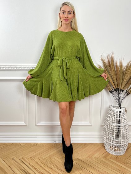 Krátke svetrové šaty CARA zelené