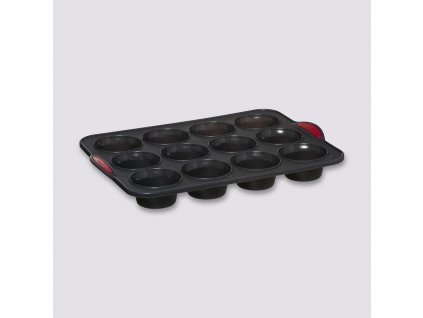 Silikonová forma na muffiny 12 ks - Černá, červená