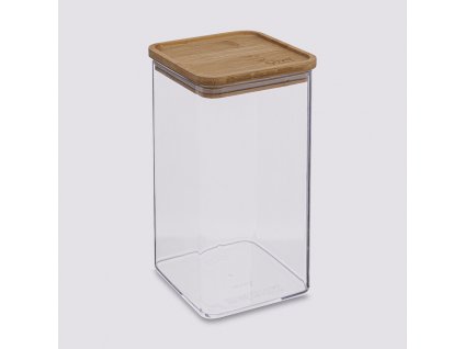 Čtvercový úložný box s bambusovým víkem, 1,5L