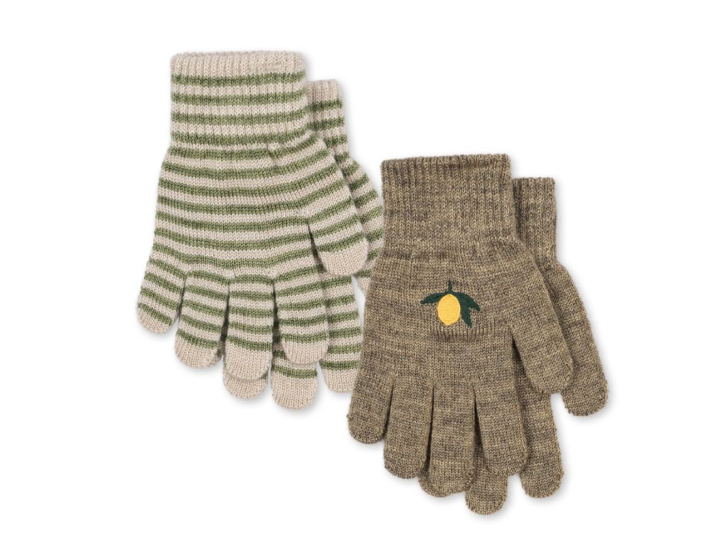 Prstové rukavice Filla - 2 kusy "Lemon / Stripe" Konges Sløjd95