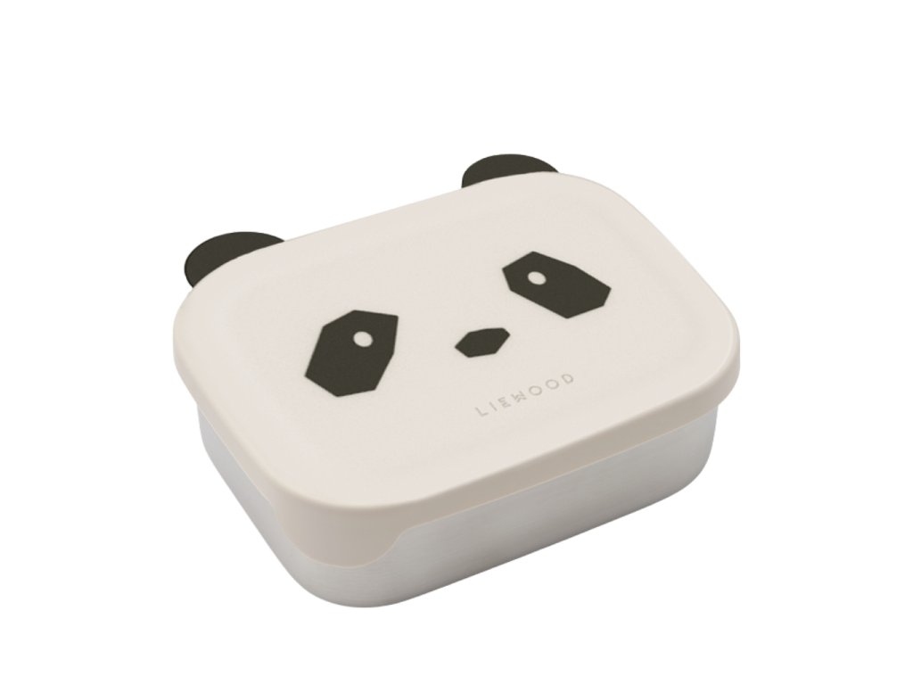 Dětský svačinový box se silikonovým víčkem se vzorem pandy, od značky Liewood