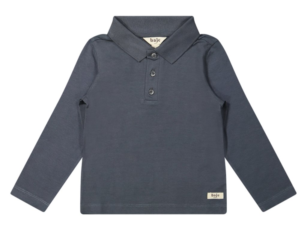 Klučičí modalové triko s límečkem a dlouhým rukávem v modré barvě od značky Baje