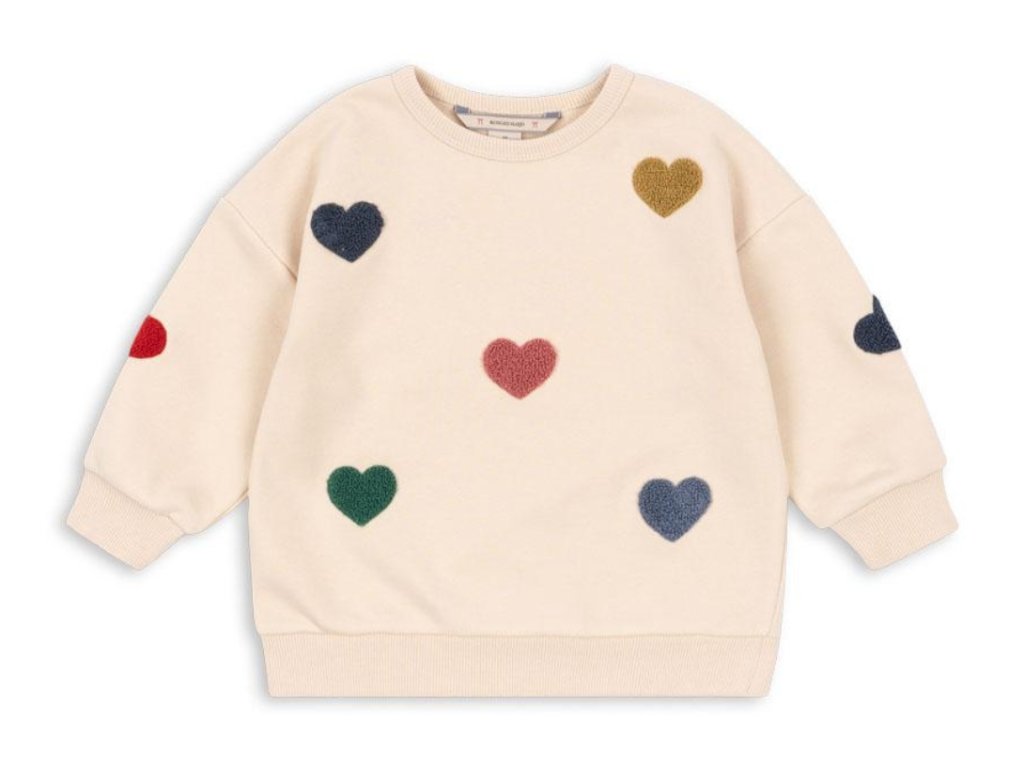 Dětská mikina v krémové barvě se srdíčky od značky Konges Sløjd