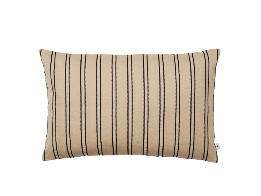 Béžový dekorační polštář s černými pruhy od ferm LIVING