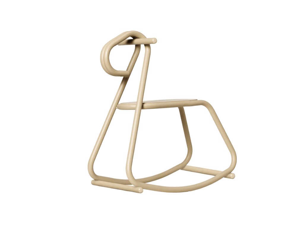Dětský houpací koník z práškově lakované oceli v béžové barvě