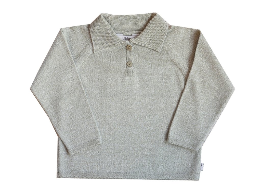 Dětský merino svetřík s límečkem v zelené barvě od Lillelam