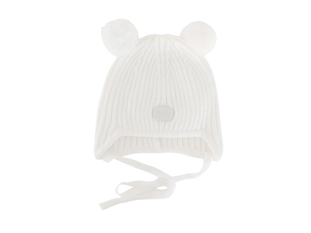 Dětská žebrovaná merino čepice ve světlejší modré barvě od značky Lillelam se zavazováním pod krkem