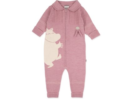 Roztomilý růžový merino overal s postavičkou Moomina od značky Lillelam
