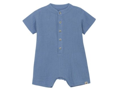 Dětský mušelínový overal s krátkým rukávem v modré barvě od HutteliHut
