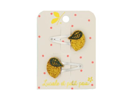 Pár třpytivých mini sponek "Lemons" Luciole et Petit Pois