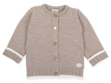 Dětský merino kardigan se zapínáním na knoflíky v béžové barvě od značky Lillelam