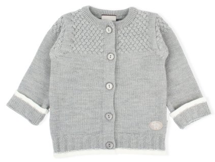 Dětský merino kardigan se zapínáním na knoflíky v šedé barvě od značky Lillelam