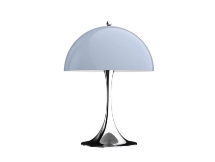Přenosná lampa Panthella 250 s modrým stínidlem a chromovou základnou od Louis Poulsen