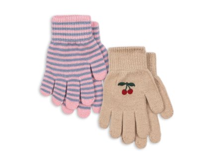Prstové rukavice Filla - 2 kusy "Cherry / Stripe" Konges Sløjd
