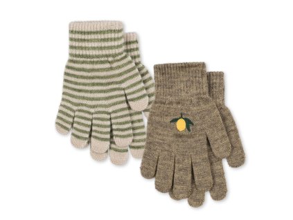 Prstové rukavice Filla - 2 kusy "Lemon / Stripe" Konges Sløjd95