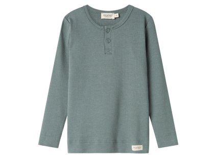 Dětské triko z modalu s dlouhým rukávem a knoflíčky "Dusty Green" MarMar
