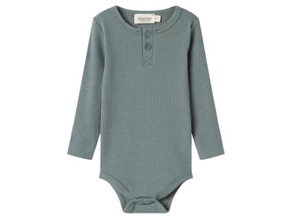 Dětské body z modalu s dlouhým rukávem a knoflíčky "Dusty Green" MarMar
