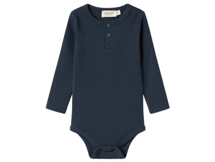 Dětské body z modalu s dlouhým rukávem a knoflíčky "Pilot Navy" MarMar
