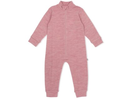 Merino overal v růžové barvě se záplatami na kolenou pro batolata a děti do 2 let