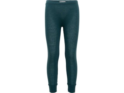 Dětské žebrované merino legíny v zeleno-modré barvě od Minimalisma