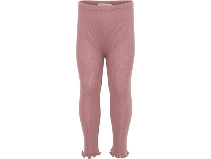 Žebrované merino legíny pro holčiky v růžové barvě