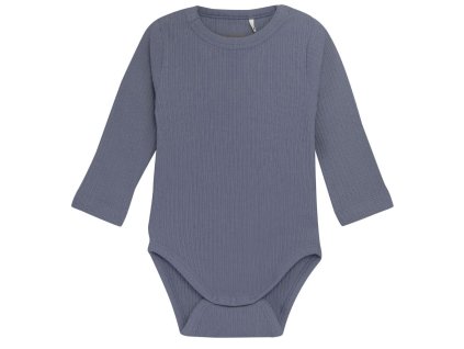 Dětské body z modalu s dlouhým rukávem v modro-šedé barvě