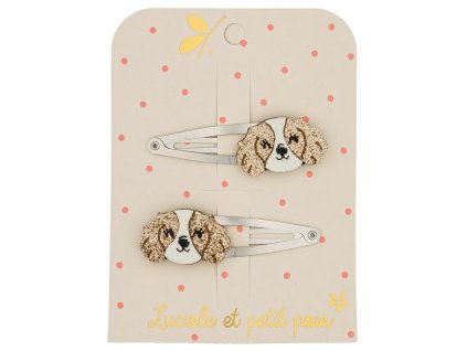 Pár třpytivých sponek s pejskem pro holčičky