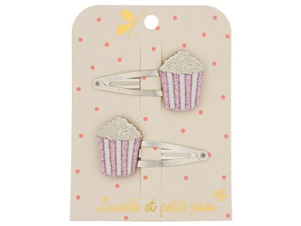 Pár třpytivých sponek do vlasů pro holčičky s ozdobami popcornu