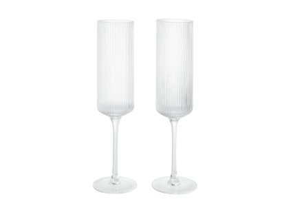 Skleničky Ripple Champagne Flutes od ferm LIVING - čiré skleničky na šampaňské nebo prosecco