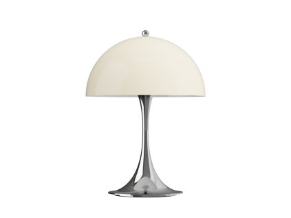 Přenosná lampa Panthella s béžovým stínidlem a chromovou základnou od Louis Poulsen
