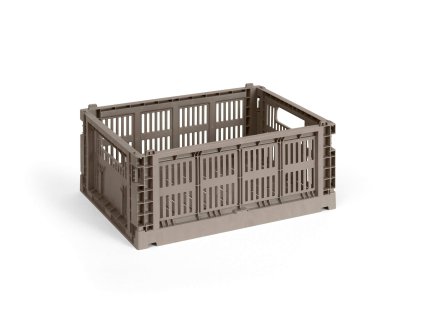 Úložný box Colour Crate Medium v šedo-hnědé barvě od značky HAY
