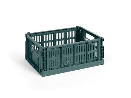 Úložný box Colour Crate Medium v tmavě zelené barvě od značky HAY