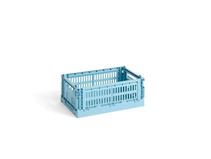 Úložný box Colour Crate Small ve světle modré barvě od značky HAY