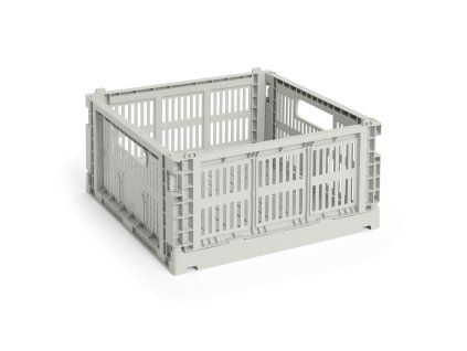 Úložný box Colour Crate Medium Square v šedé barvě od značky HAY
