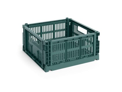 Úložný box Colour Crate Medium Square v tmavě zelené barvě od značky HAY