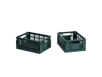 Úložné boxy Colour Crate X Small v tmavě zelené barvě od značky HAY