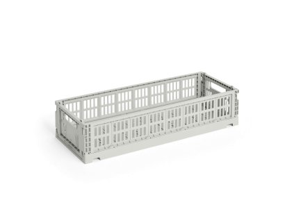 Úložný box Colour Crate Mini Oblong v šedé barvě od značky HAY