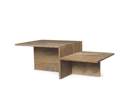 Konferenční stolek Distinct z travertinu v tmavě hnědé barvě od ferm LIVING