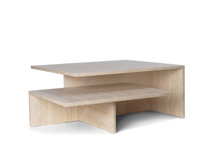 Konferenční stolek Distinct Grande Duo z travertinu v béžové barvě od ferm LIVING