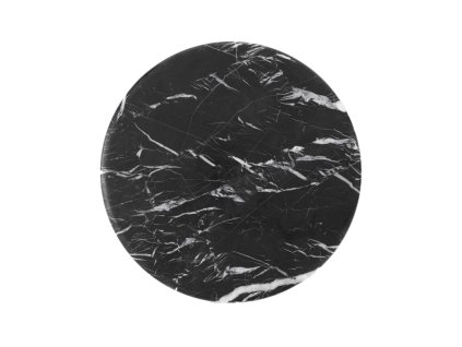 Stolička Wire Stool z leštěné nerezové oceli a mramorové desky v marble černém odstínu
