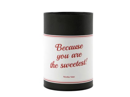 Dárkové balení s nápisem "Because you're the the sweetest" s kakaovými lanýži a marshmallow uvnitř