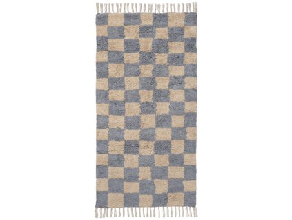 Kostkovaný modro-béžový koberec od ferm LIVING