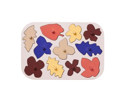Dřevěné puzzle Poesie "Multi" ferm LIVING - ve tvaru květinek a podzimního listí