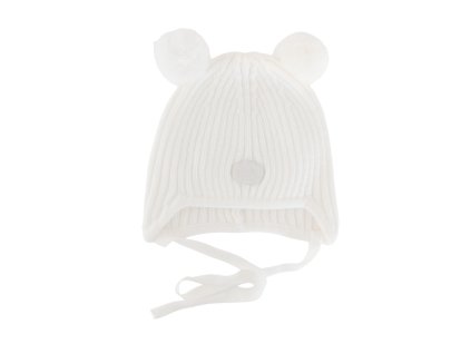 Dětská žebrovaná merino čepice ve světlejší modré barvě od značky Lillelam se zavazováním pod krkem