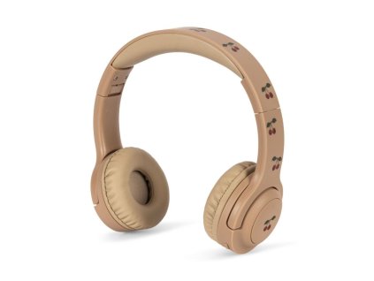 Bezdrátová dětská sluchátka v růžové barvě se vzorem třešniček od Konges Sløjd