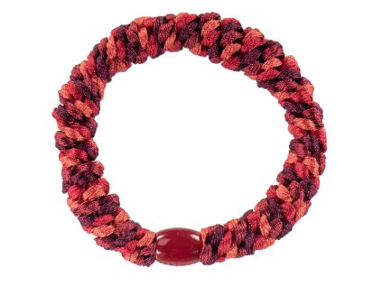 Pruhovaná gumička do vlasů od značky Bon Dep v kombinaci červených odstínů