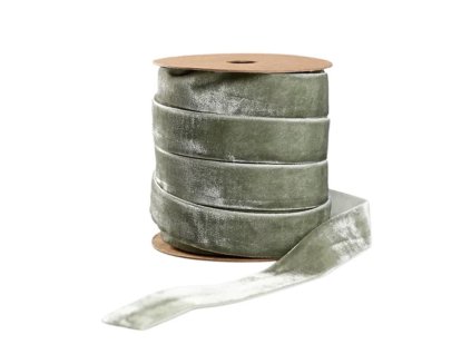 Sametová stuha 10 m v zeleno-šedé barvě