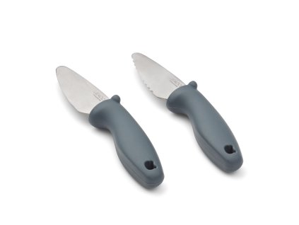 Dětský set nožů s modrou silikonovou rukojetí od Liewood